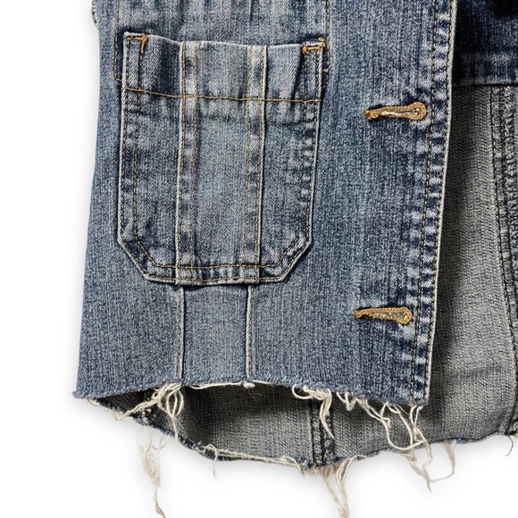 Vintage 90s Forever 21 Cropped Denim Vest Frayed Hem Womens Sz Small Punk Grunge - Picture 6 of 13